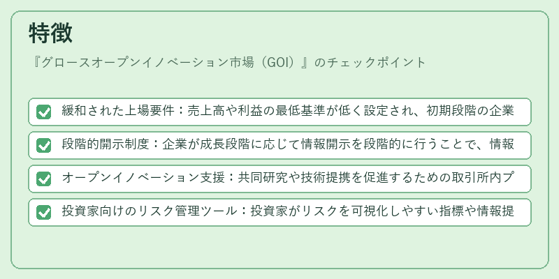 特徴（グロースオープンイノベーション市場（GOI））の図解