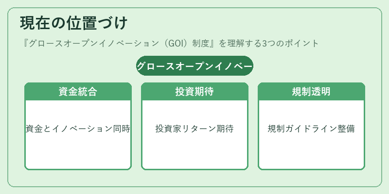 現在の位置づけ(グロースオープンイノベーション(GOI)制度)の図解
