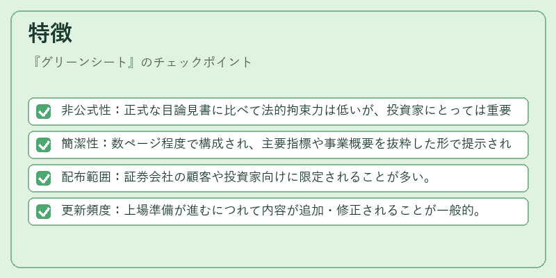 特徴（グリーンシート）の図解