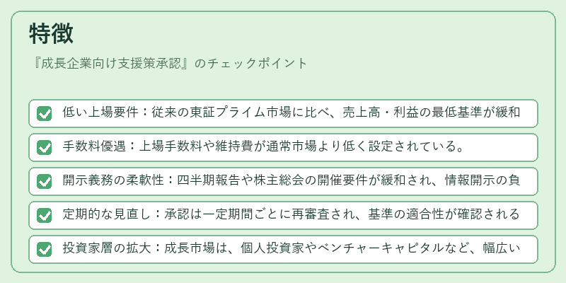 特徴（成長企業向け支援策承認）の図解