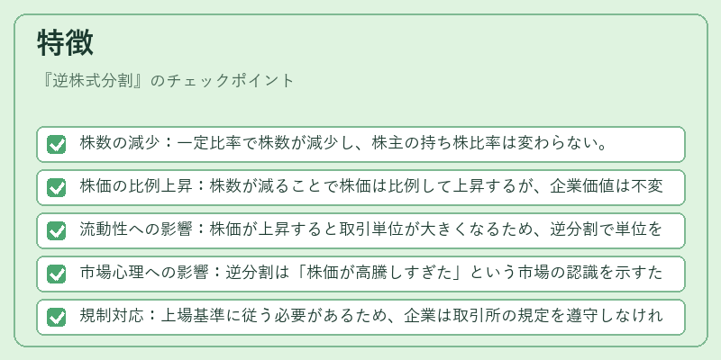 特徴（逆株式分割）の図解