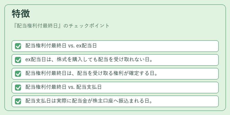 特徴（配当権利付最終日）の図解