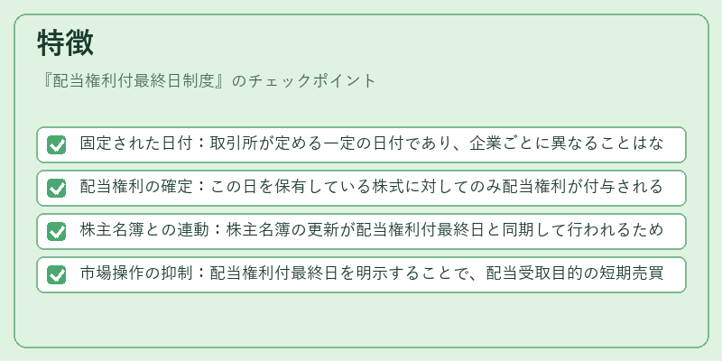 特徴（配当権利付最終日制度）の図解