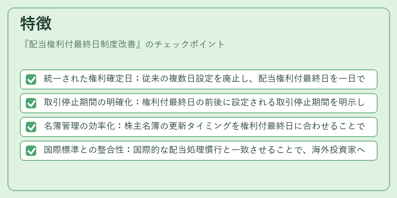 特徴(配当権利付最終日制度改善)の図解