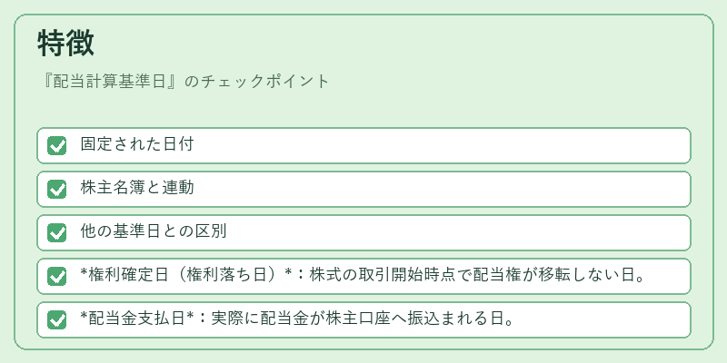 特徴（配当計算基準日）の図解