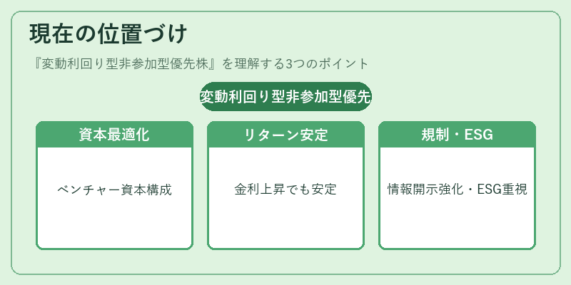 現在の位置づけ（変動利回り型非参加型優先株）の図解