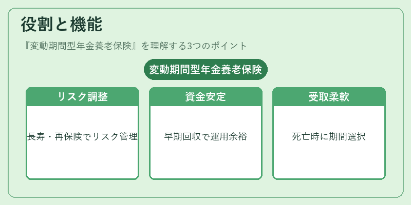 役割と機能（変動期間型年金養老保険）の図解
