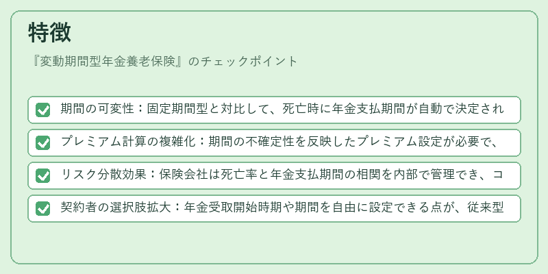 特徴（変動期間型年金養老保険）の図解