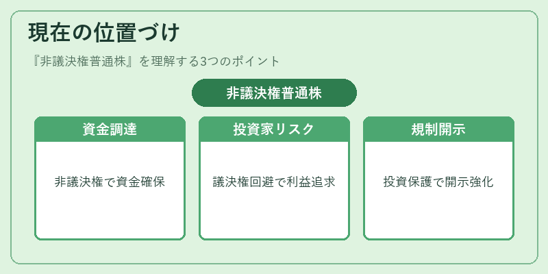 現在の位置づけ（非議決権普通株）の図解