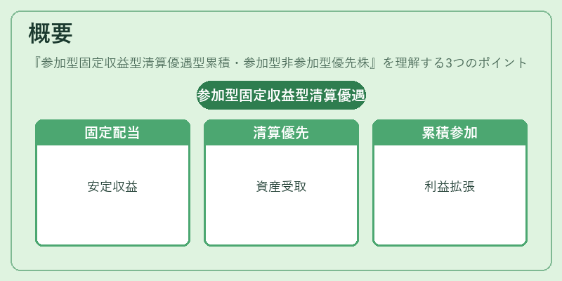 概要(参加型固定収益型清算優遇型累積・参加型非参加型優先株)の図解