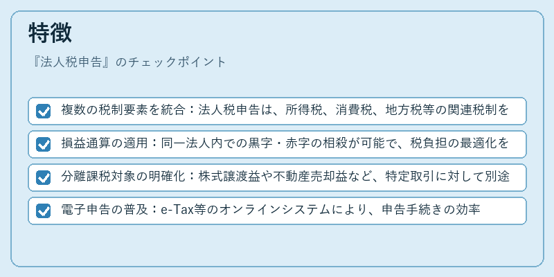 特徴（法人税申告）の図解