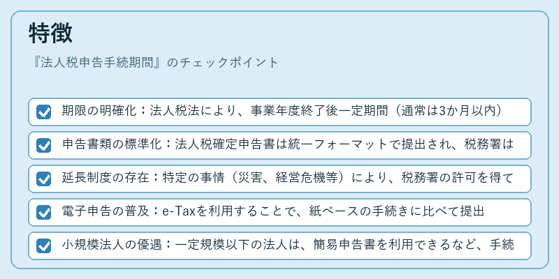 特徴（法人税申告手続期間）の図解