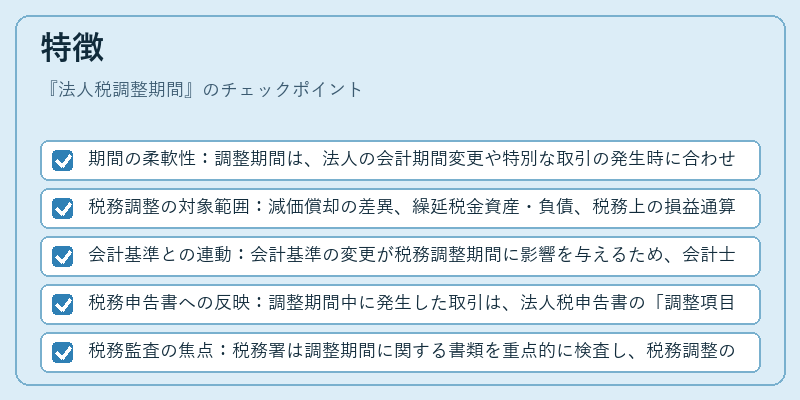 特徴（法人税調整期間）の図解