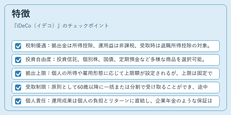 特徴（iDeCo（イデコ））の図解