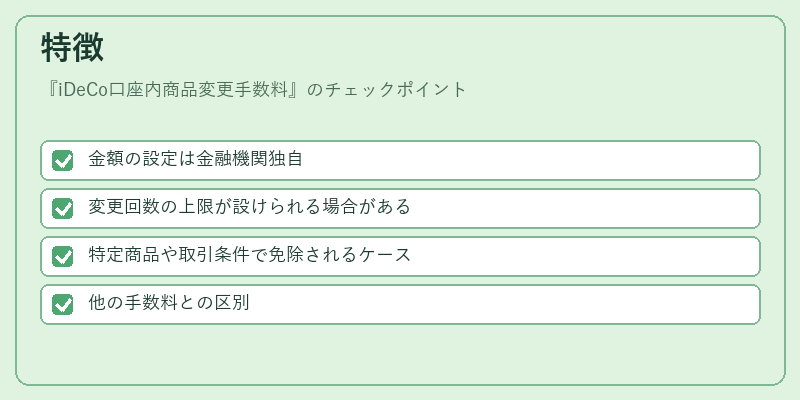 特徴（iDeCo口座内商品変更手数料）の図解