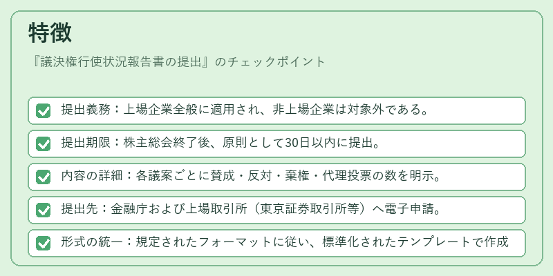特徴（議決権行使状況報告書の提出）の図解