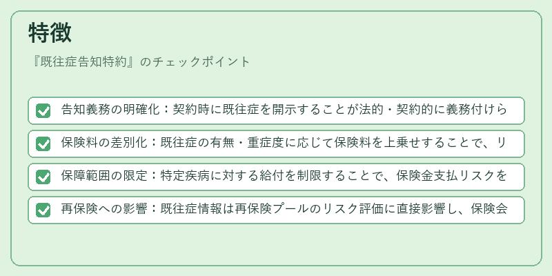 特徴（既往症告知特約）の図解
