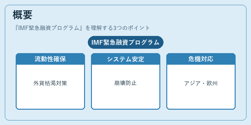 概要（IMF緊急融資プログラム）の図解