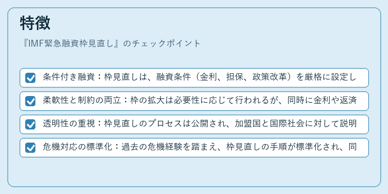 特徴（IMF緊急融資枠見直し）の図解