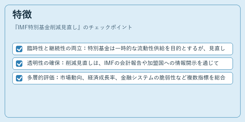 特徴(IMF特別基金削減見直し)の図解