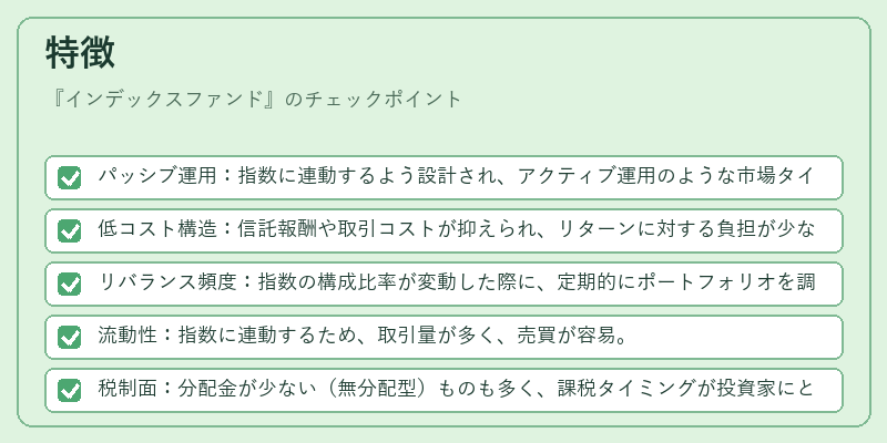 特徴（インデックスファンド）の図解