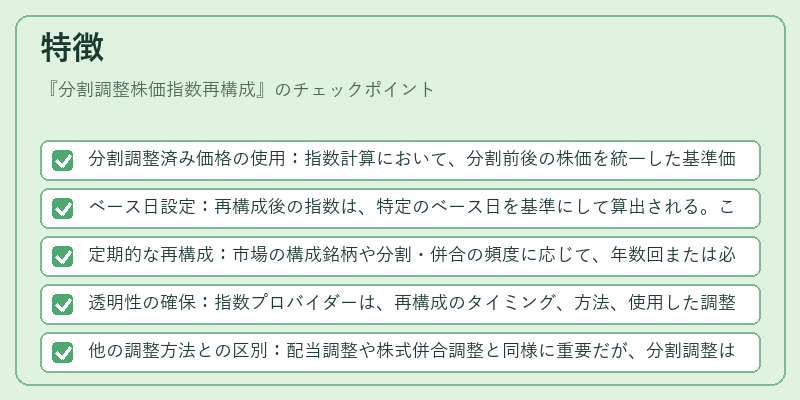 特徴（分割調整株価指数再構成）の図解