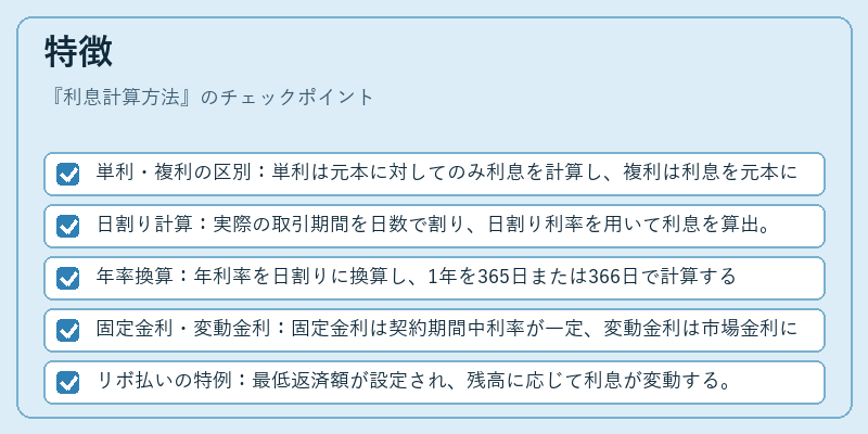 特徴（利息計算方法）の図解