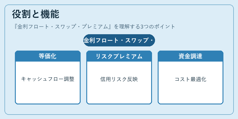 役割と機能（金利フロート・スワップ・プレミアム）の図解