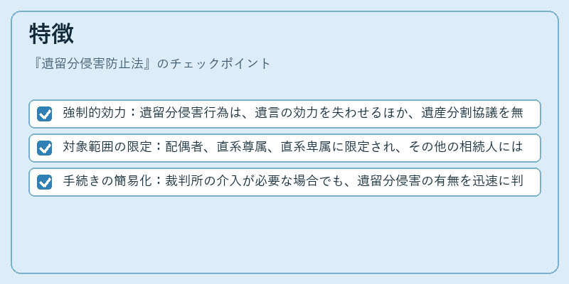 特徴(遺留分侵害防止法)の図解