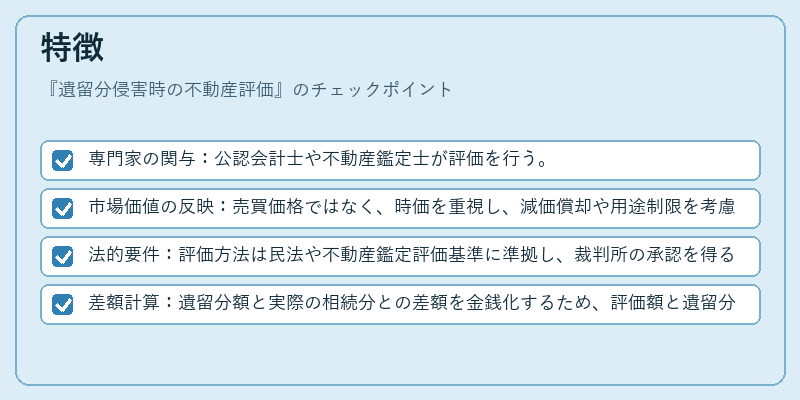 特徴（遺留分侵害時の不動産評価）の図解
