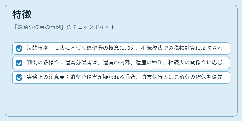 特徴（遺留分侵害の事例）の図解