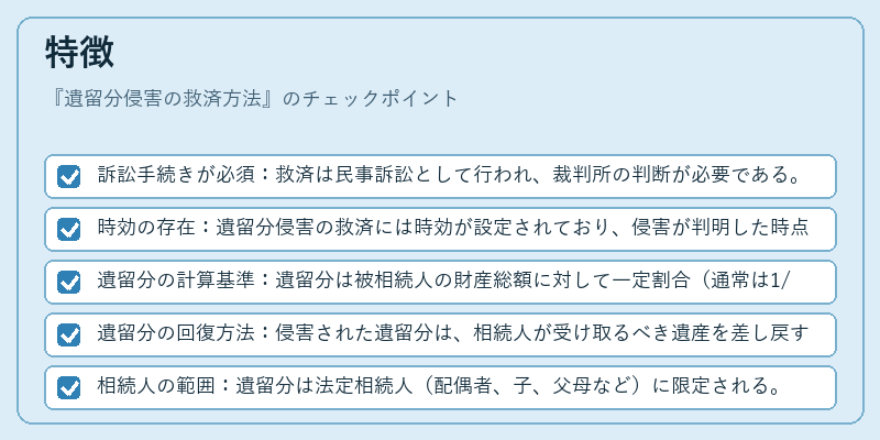 特徴（遺留分侵害の救済方法）の図解