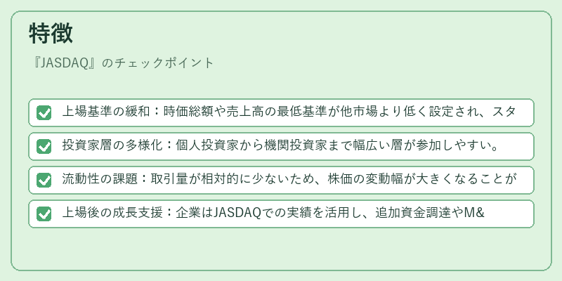 特徴（JASDAQ）の図解