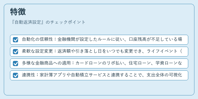特徴（自動返済設定）の図解