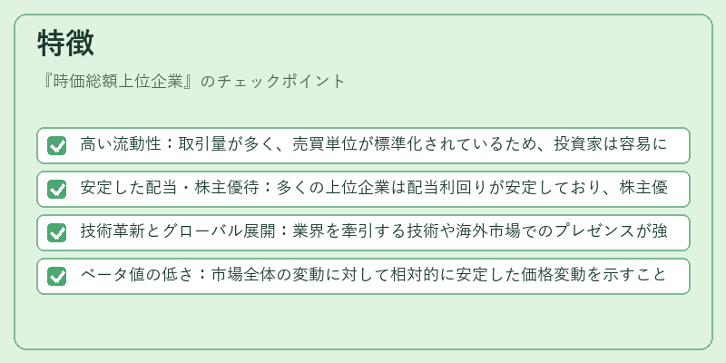 特徴（時価総額上位企業）の図解