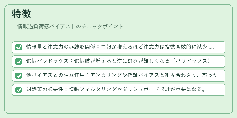 特徴（情報過負荷感バイアス）の図解