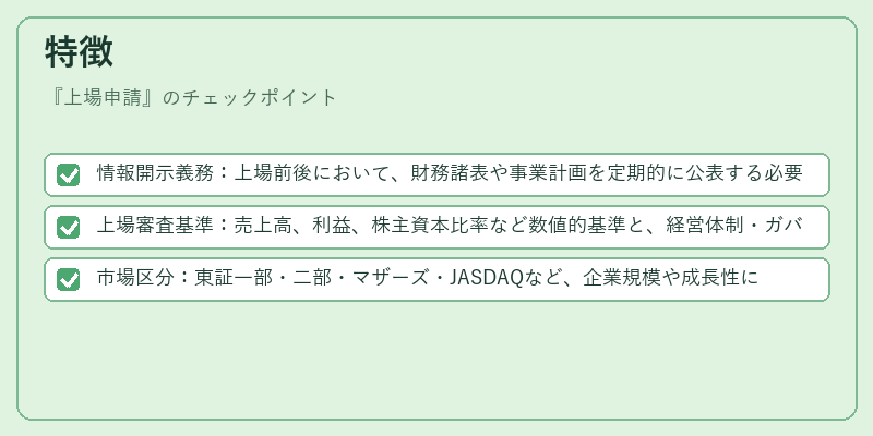 特徴（上場申請）の図解
