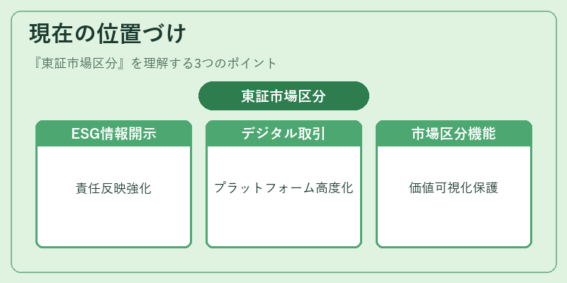 現在の位置づけ（東証市場区分）の図解
