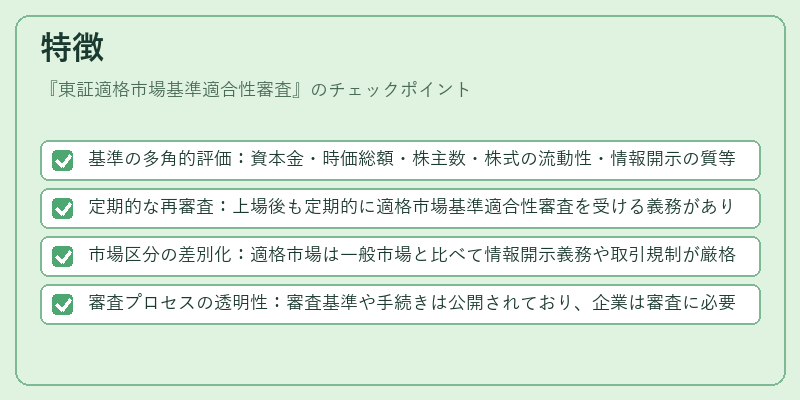 特徴(東証適格市場基準適合性審査)の図解