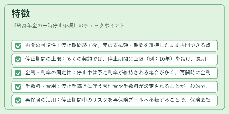 特徴（終身年金の一時停止条項）の図解