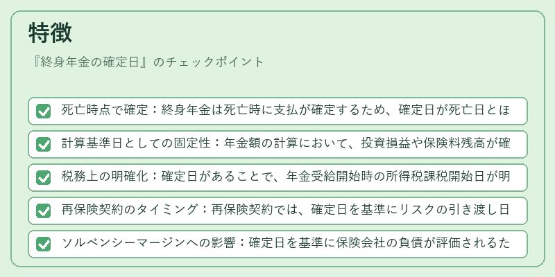 特徴（終身年金の確定日）の図解