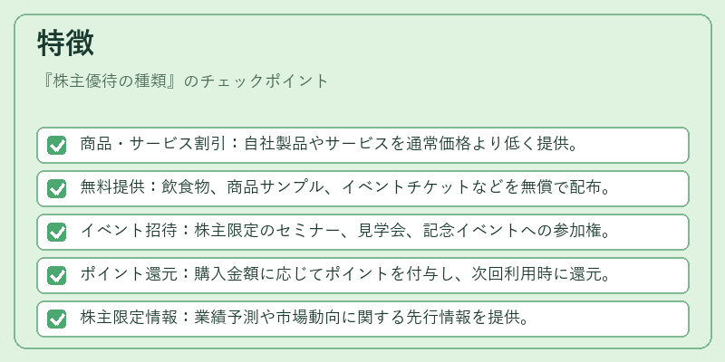 特徴（株主優待の種類）の図解