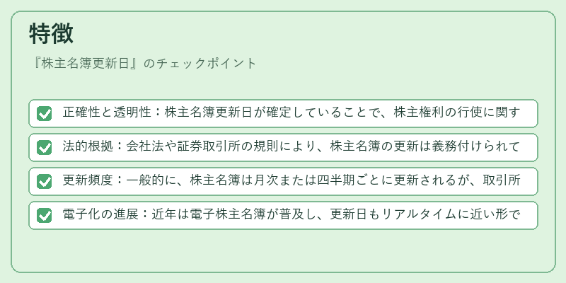 特徴（株主名簿更新日）の図解