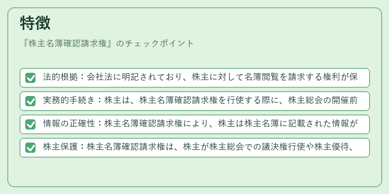 特徴（株主名簿確認請求権）の図解