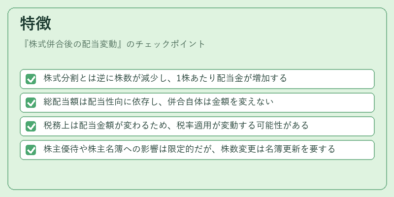 特徴（株式併合後の配当変動）の図解