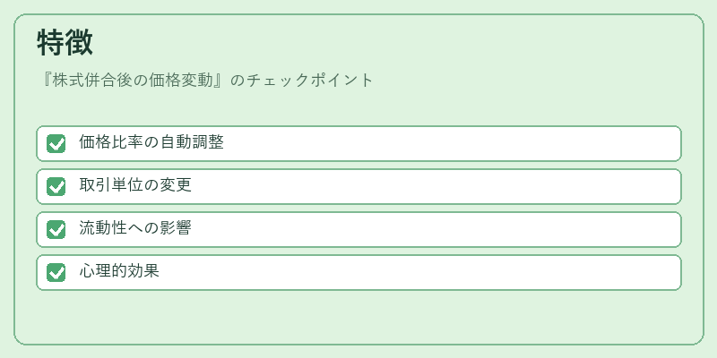 特徴（株式併合後の価格変動）の図解