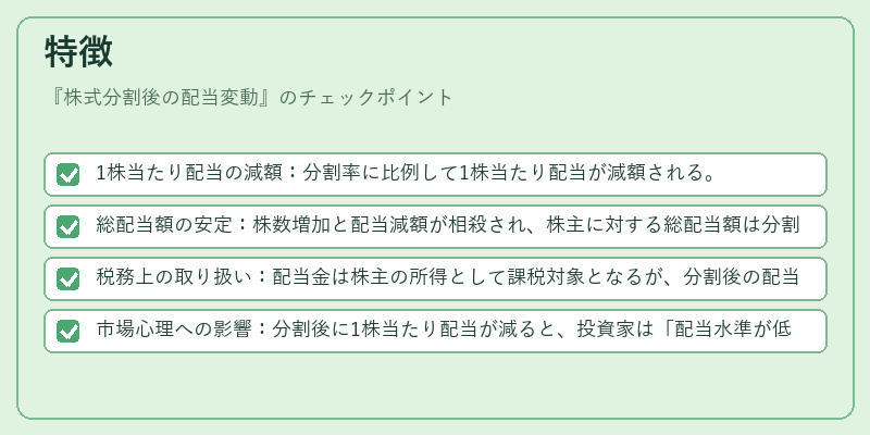特徴（株式分割後の配当変動）の図解