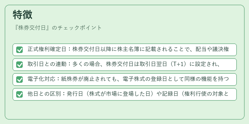 特徴（株券交付日）の図解