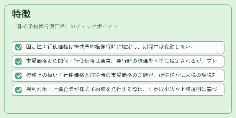 特徴（株式予約権行使価格）の図解