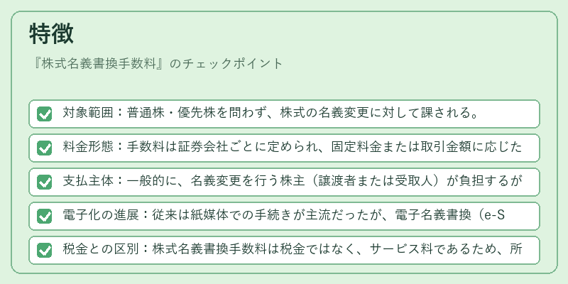 特徴（株式名義書換手数料）の図解